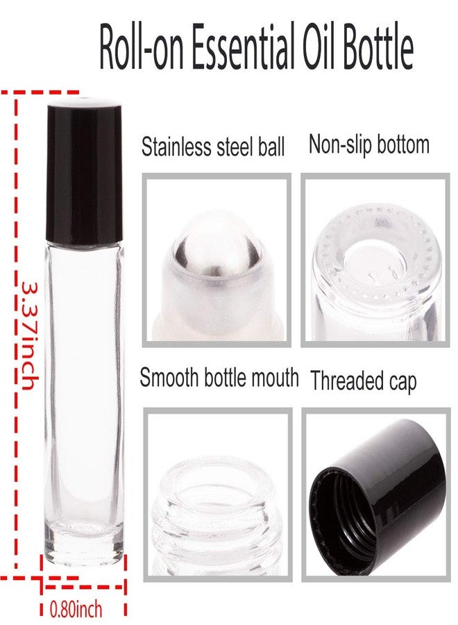 ZIZEMOJA 6Pcs 10ml Essential Oil Roller Bottles, with Stainless Steel Roller Balls, 10ml Clear Glass Roll on Bottles for Essential Oils, 1 Extra Roller Ball, 6 Labels, 1 Openers, 2 Droppers Included - Image 2